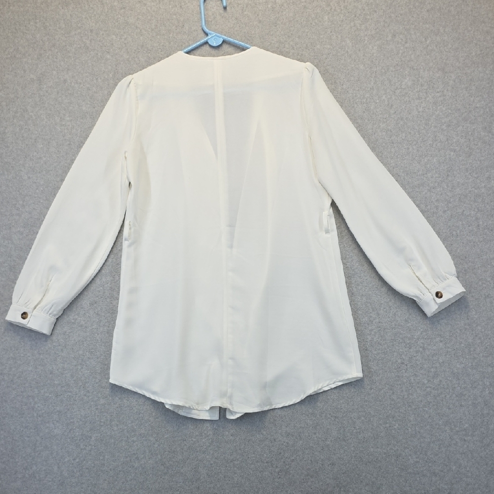 HAVE Los Angeles White V-Neck Blouse Women’s Small Long Sleeve Minimalist - Picture 9 of 10